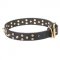 Handmade Dog Collar with Brass Star-shaped Studs & Spikes