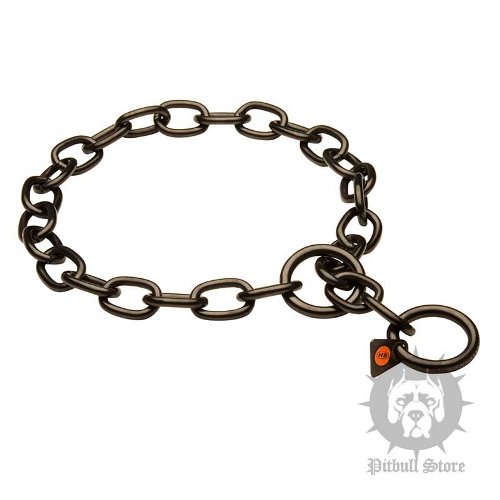 Chain Collar for Pitbull and Staffy, Black Stainless Steel