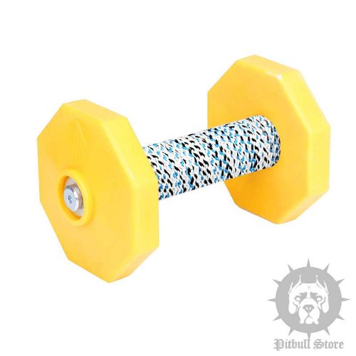 Dog Dumbbell UK with Yellow Plates and Covered Bar, 1.4 Lbs