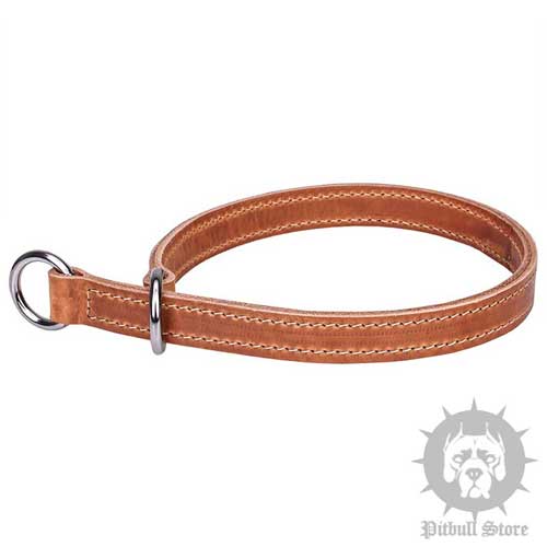 Leather Slip Collar with Stitching - "Silent Trainer"